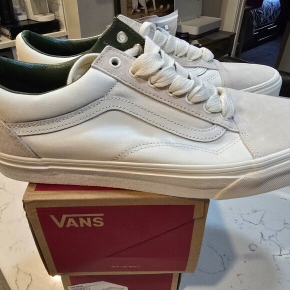 Vans OLD SKOOL OVERSIZED LACE VN0007NTWGR White Green Skateboarding MENS 12 NEW - Picture 1 of 12